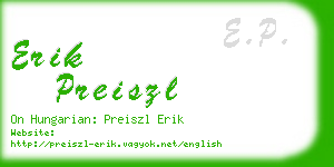 erik preiszl business card
